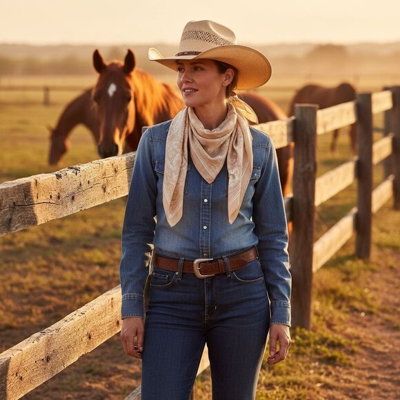 Beige White Paisley Square Scarf Wild Rag Bandana Print Satin Neck Head Wrap 27 - Picture 8 of 13